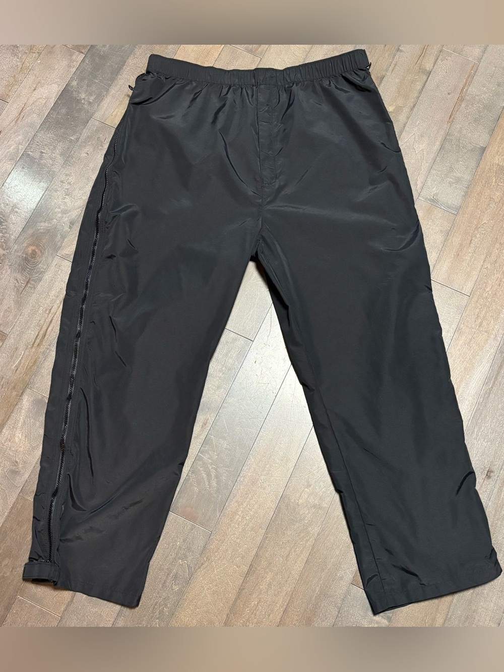 Vintage L.L.Bean Rain Pants Mens XL Black Full Zip Side Nylon Shell USA